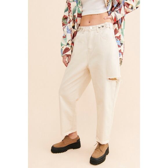 Anthropologie Atoir Dominic Straight Leg Jeans in Putty White Size 4 Gently Used - Picture 1 of 8